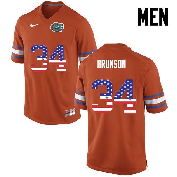 Men Florida Gators #34 Lacedrick Brunson College Football USA Flag Fashion Jerseys-Orange - Click Image to Close